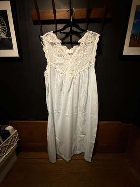 Barbizon Amy Shift Light Blue Nightgown Lace Embroidered Size L New with Tags